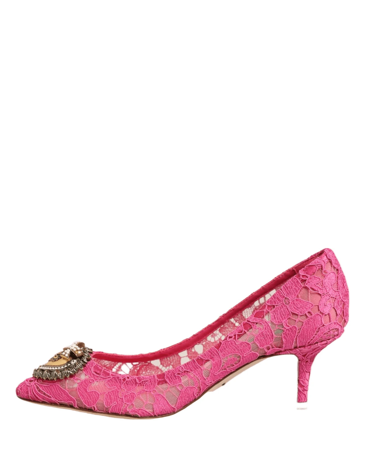 Dolce & Gabbana Pink Lace Taormina Devotion Pumps Shoes Heels