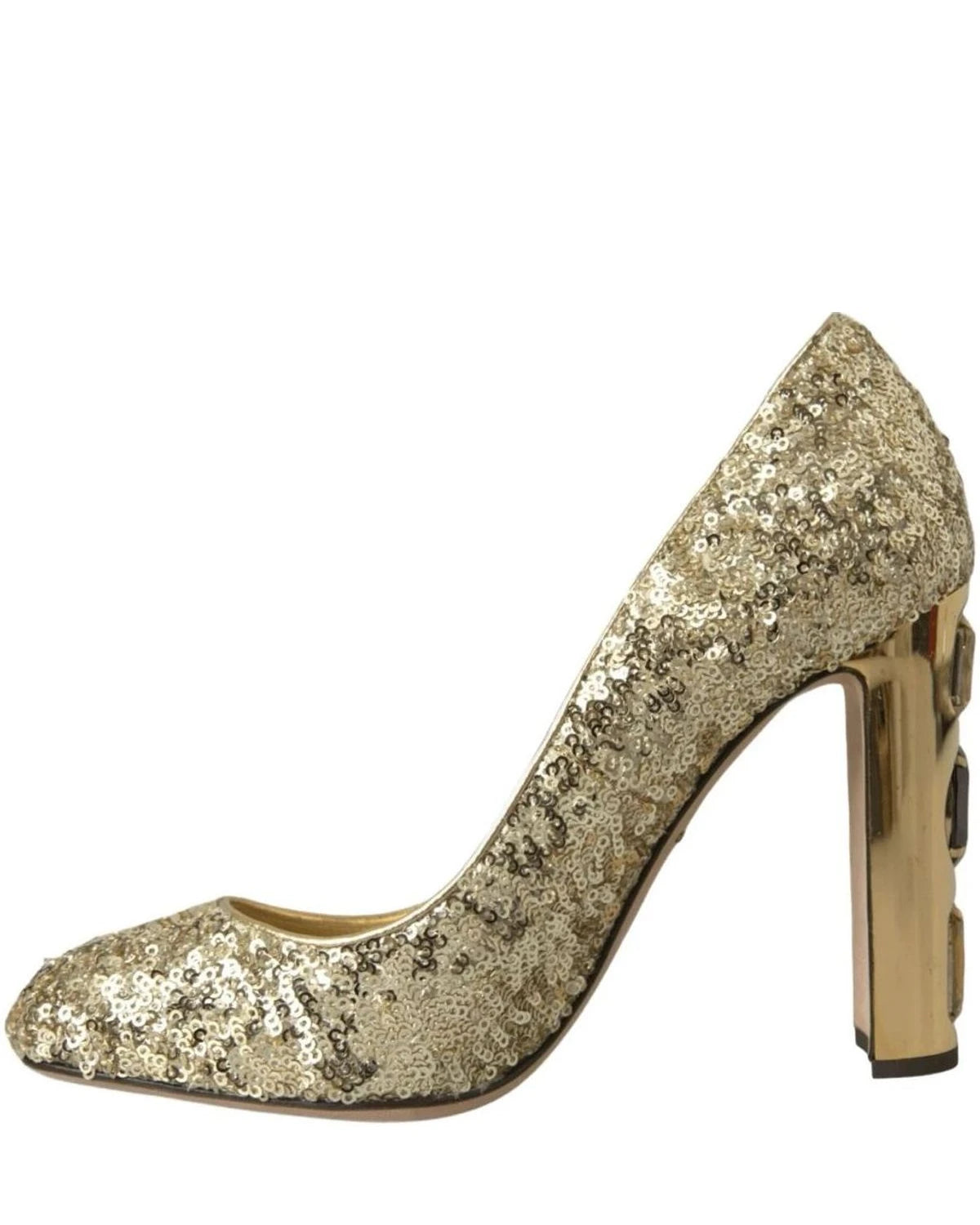 Dolce & Gabbana Gold Sequin Crystal Heels Heels