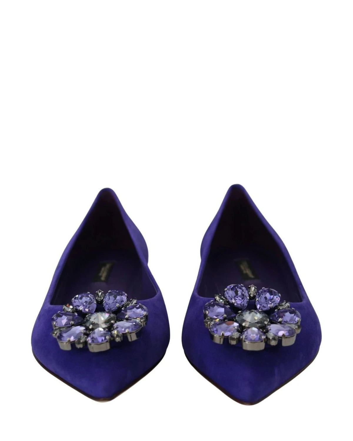 Dolce & Gabbana Purple Suede Crystals Loafers Flats