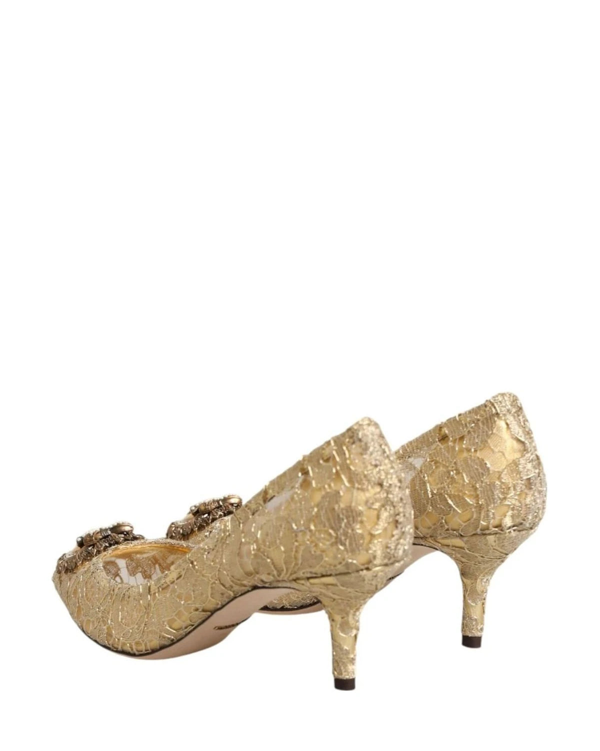 Dolce & Gabbana Gold Lace Taormina Devotion Pumps Shoes Heels