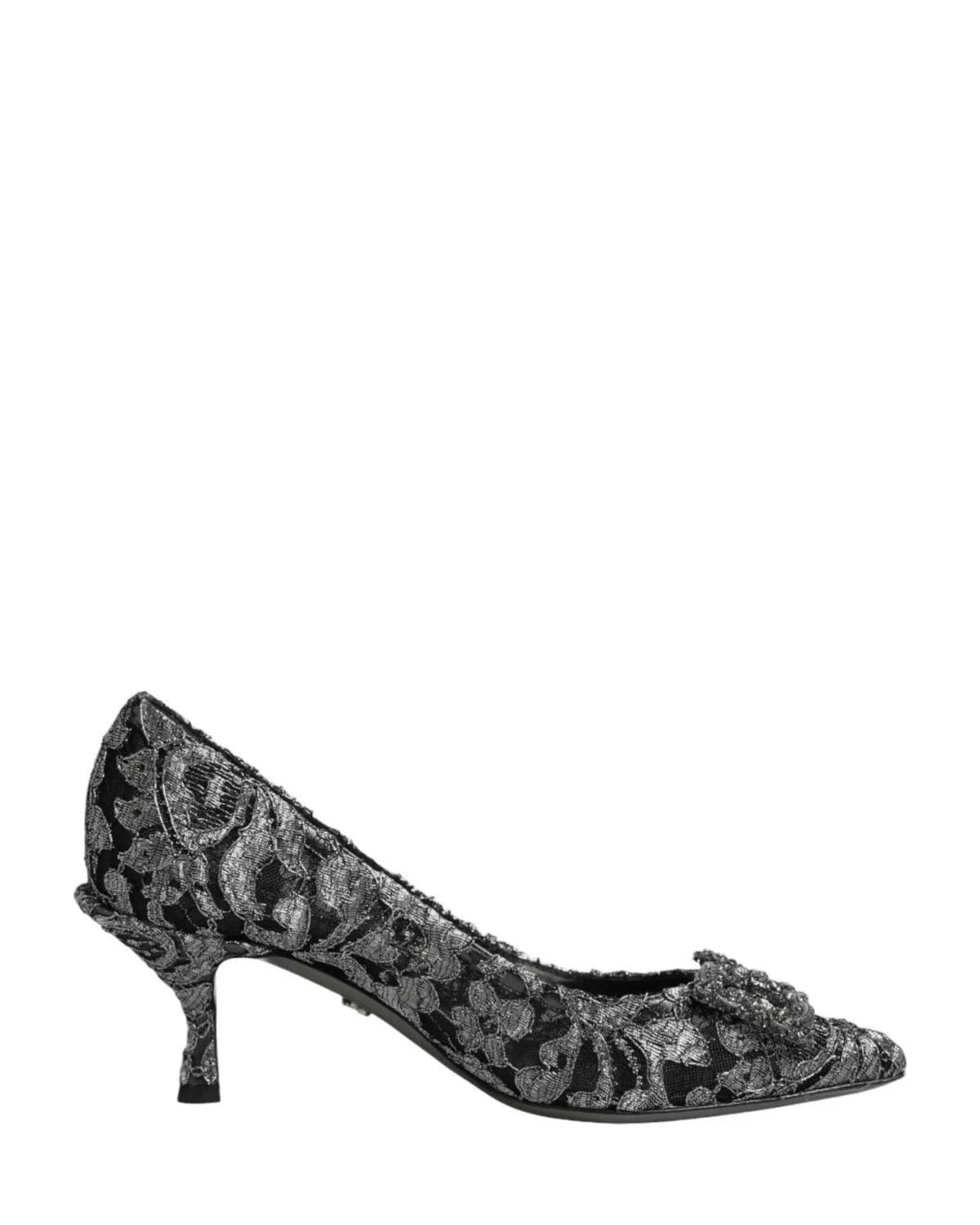 Dolce & Gabbana Silver Lace Dg Amore Heels Heels