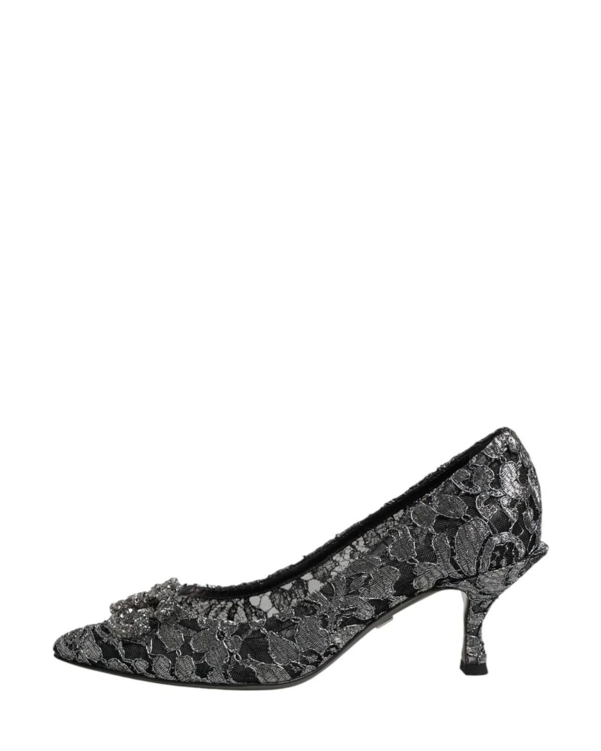Dolce & Gabbana Silver Lace Dg Amore Heels Heels
