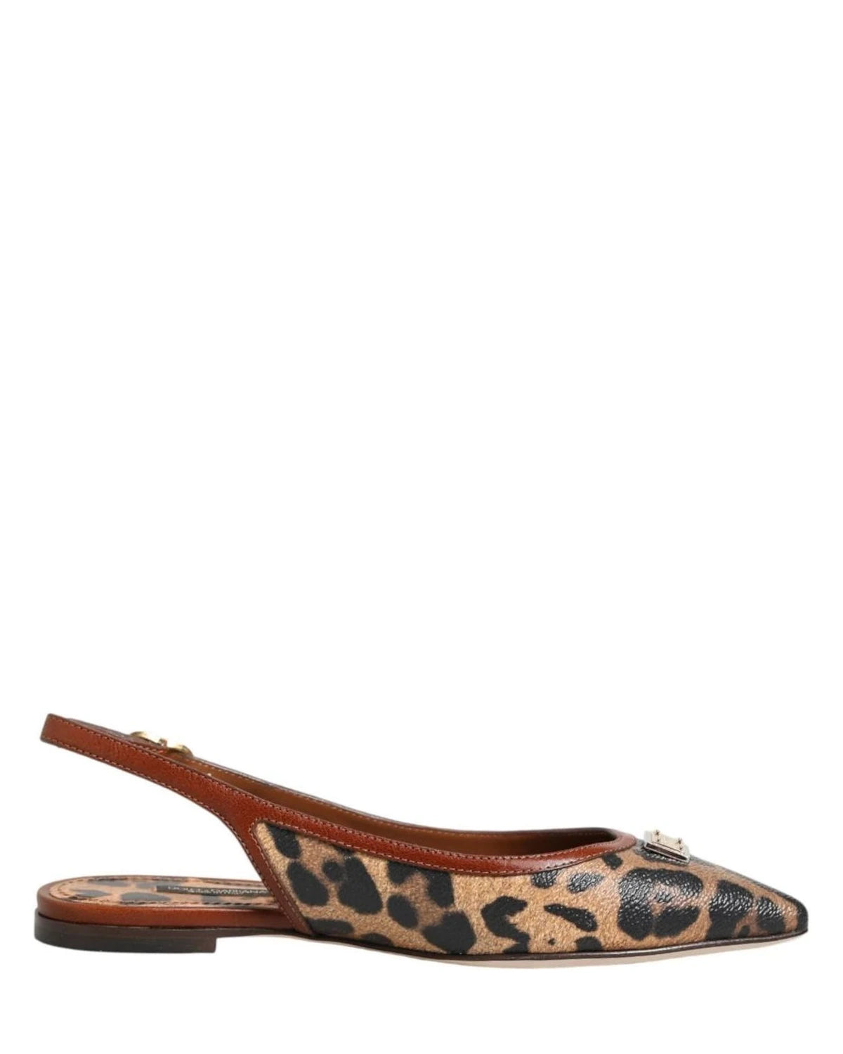Dolce & Gabbana Brown Leopard Slingback Flats Sandals Shoes Flats