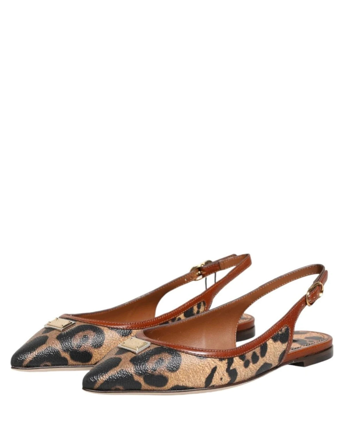 Dolce & Gabbana Brown Leopard Slingback Flats Sandals Shoes Flats