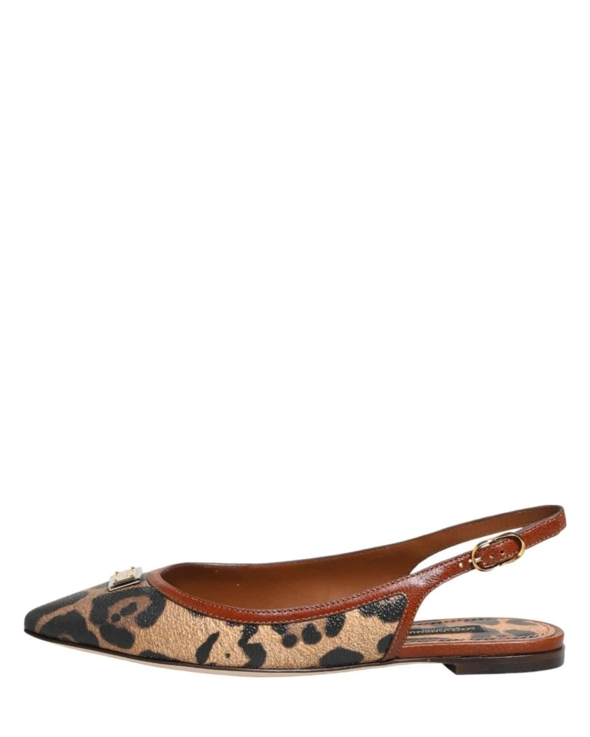 Dolce & Gabbana Brown Leopard Slingback Flats Sandals Shoes Flats