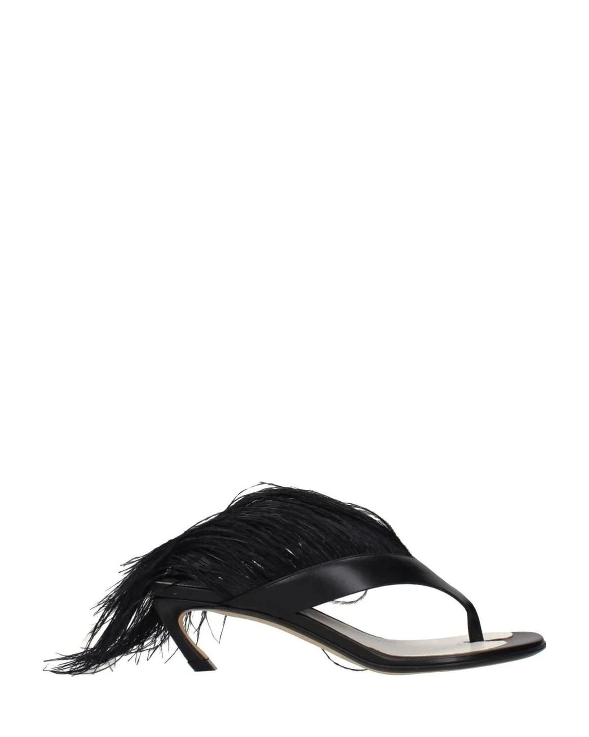 Lanvin Black Leather Flip Flop Sandals Heels