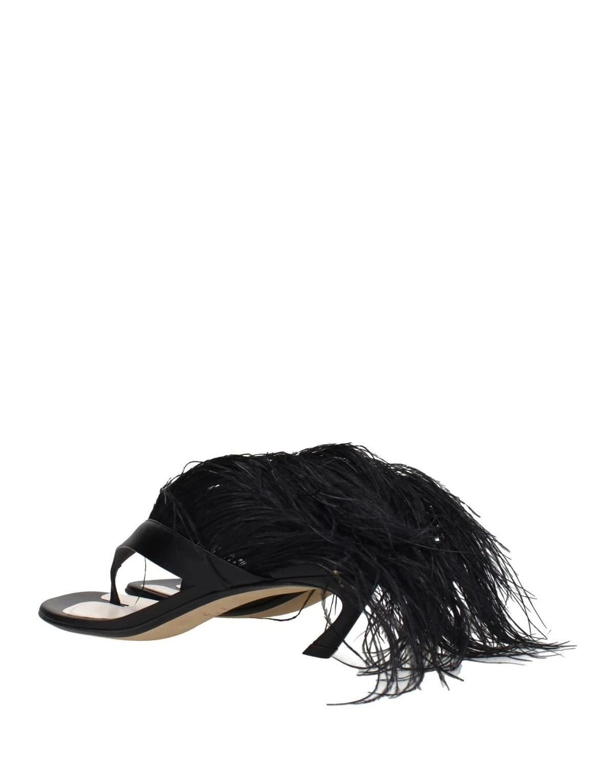 Lanvin Black Leather Flip Flop Sandals Heels