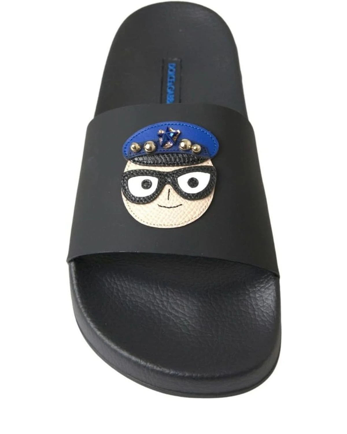 Dolce & Gabbana Black Slides Sandals Beach Saint Barth Shoes Flats