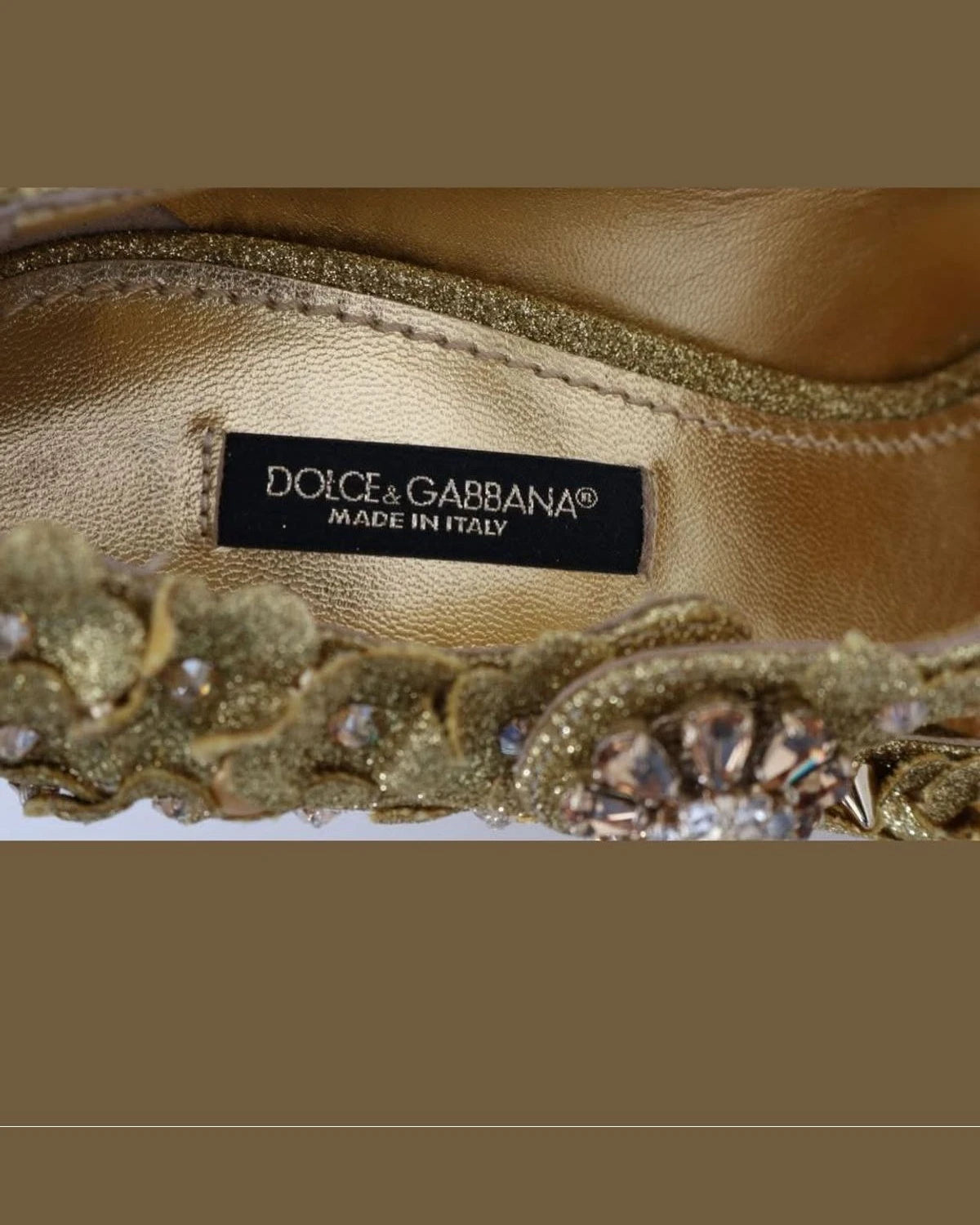 Dolce & Gabbana Gold Floral Crystal Mary Janes Pumps Heels