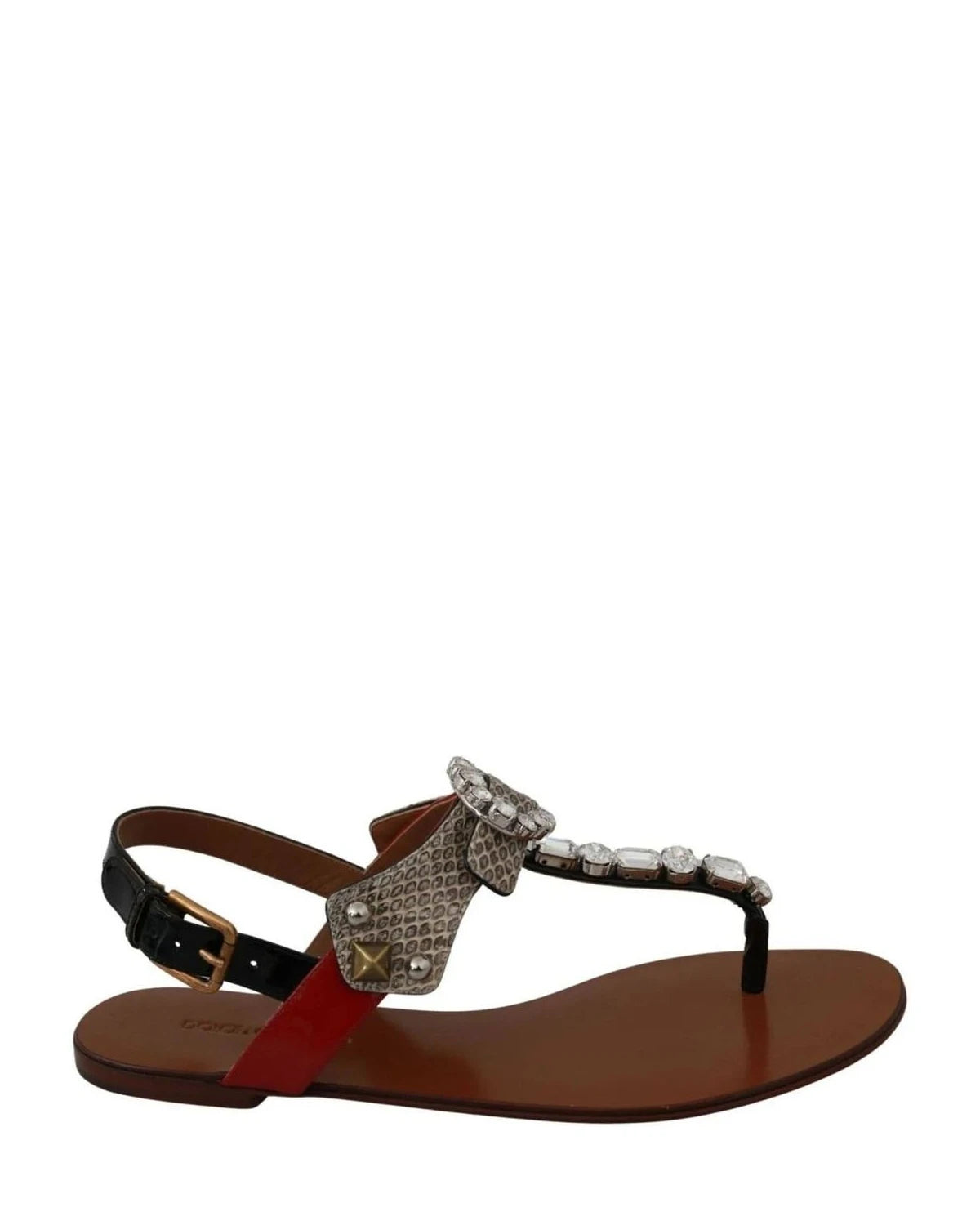 Dolce & Gabbana Leather Ayers Crystal Sandals Flip Flops Shoes Sandals