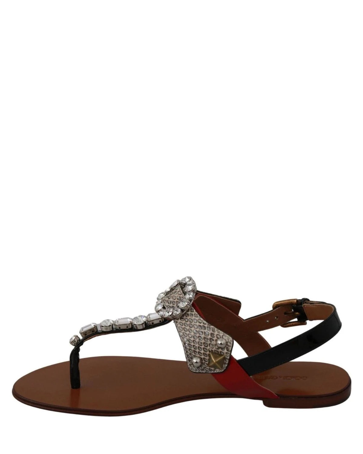 Dolce & Gabbana Leather Ayers Crystal Sandals Flip Flops Shoes Sandals
