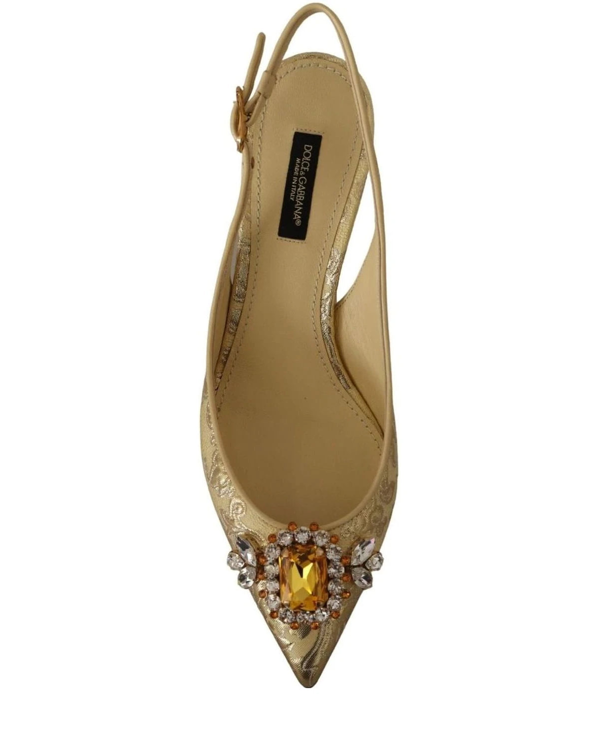 Dolce & Gabbana Gold Crystal Slingbacks Heels Heels