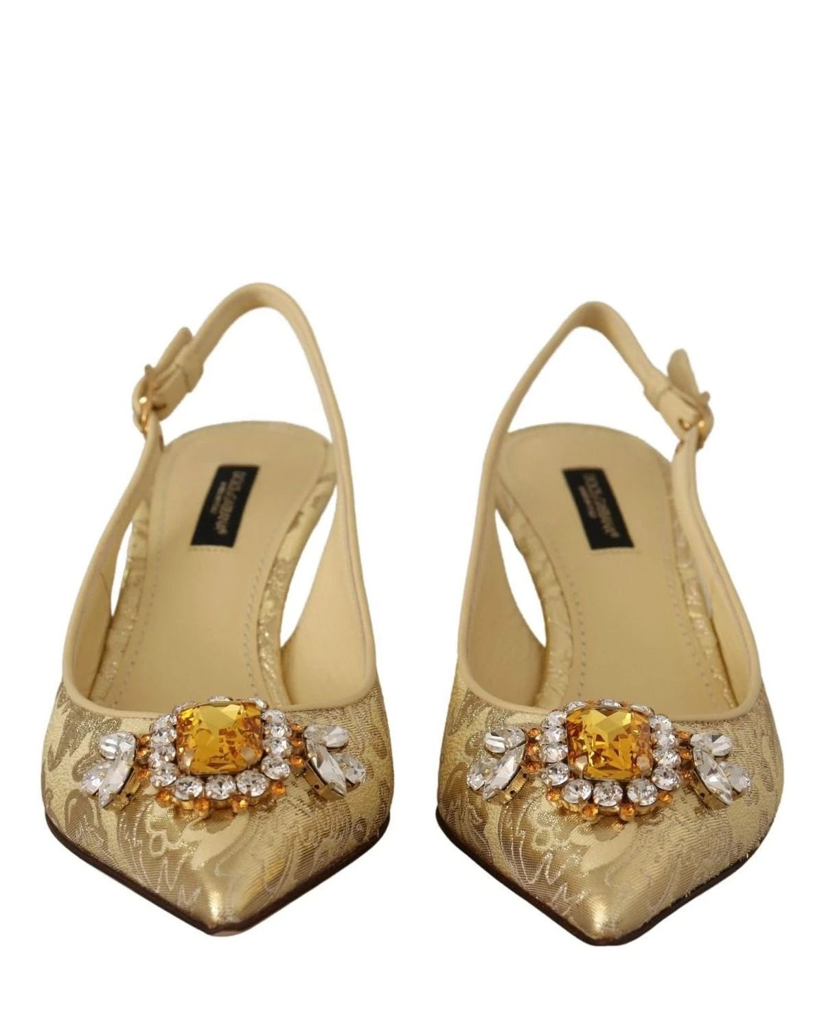 Dolce & Gabbana Gold Crystal Slingbacks Heels Heels