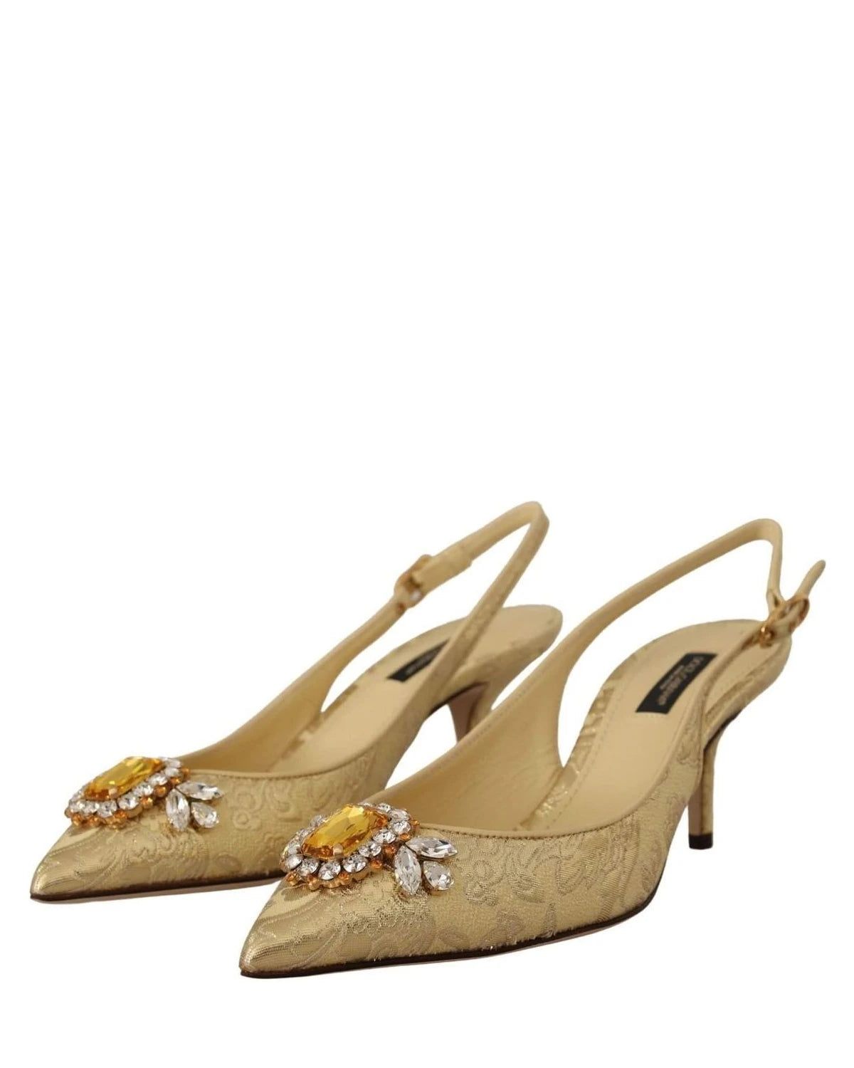 Dolce & Gabbana Gold Crystal Slingbacks Heels Heels