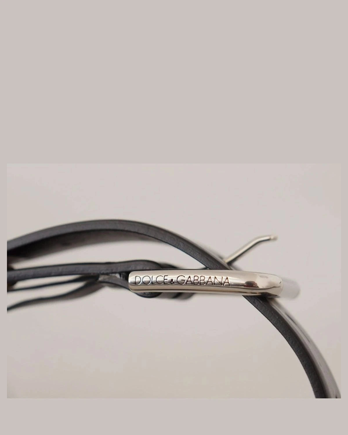 Dolce & Gabbana Black Leather Eyelet Silver Tone Metal Buckle Belt Belts