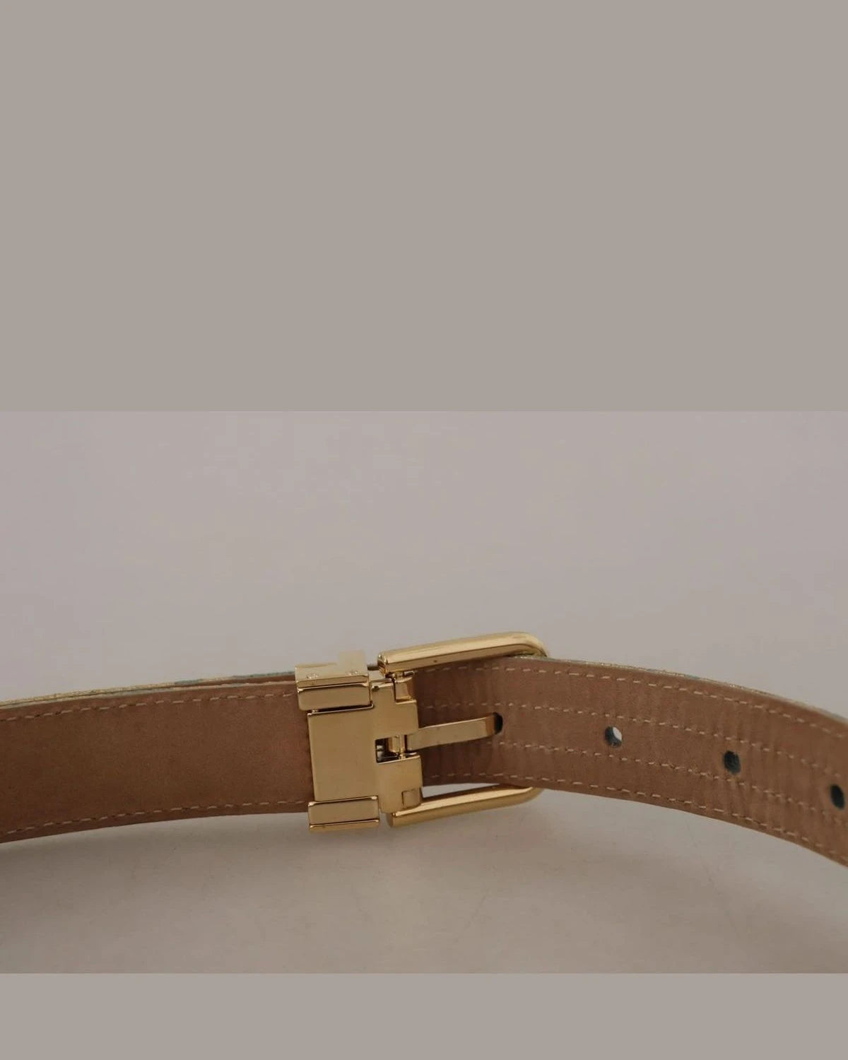 Dolce & Gabbana Blue Leather Jacquard Embossed Gold Metal Buckle Belt Belts