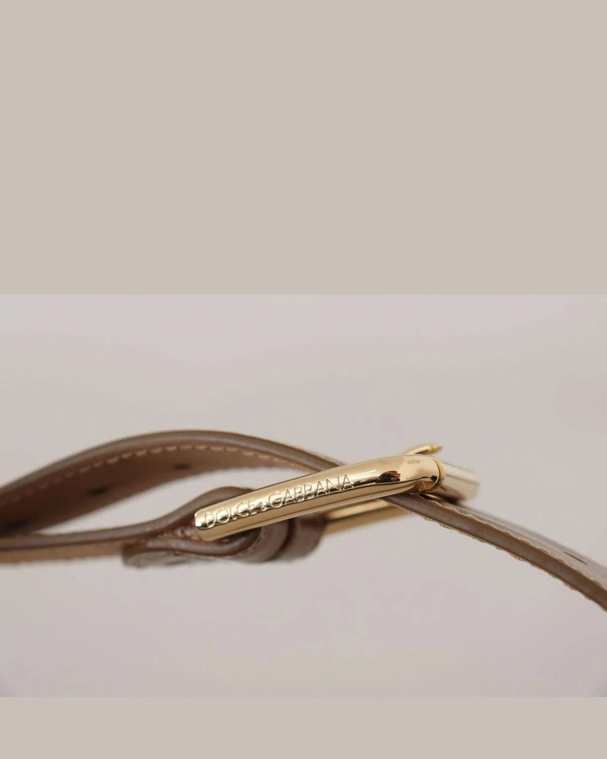 Dolce & Gabbana Gold Leather Bronze Calf Logo Waist Buckle Belt Belts
