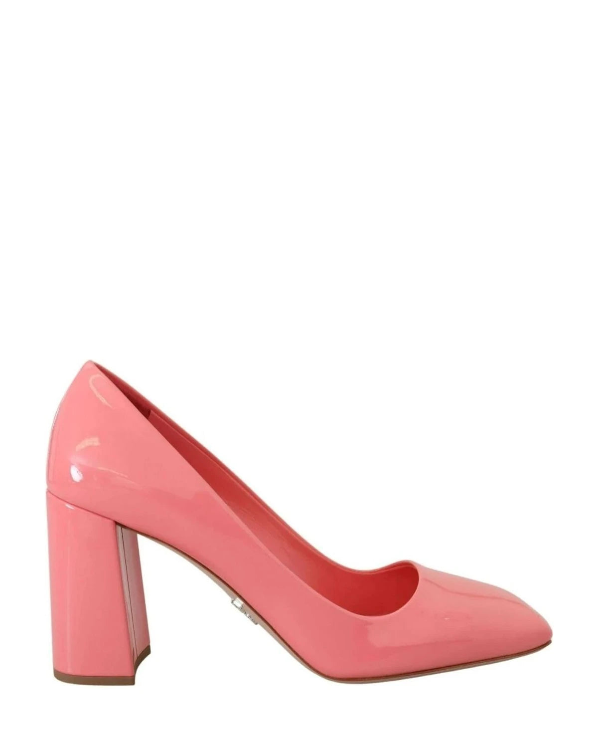 Prada Pink Leather Patent Block Heels Heels