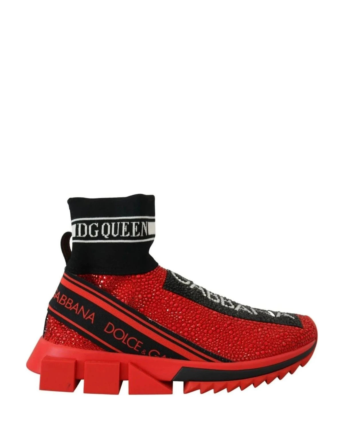 Dolce & Gabbana Red Bling Sorrento Sneakers Socks Shoes Sneakers