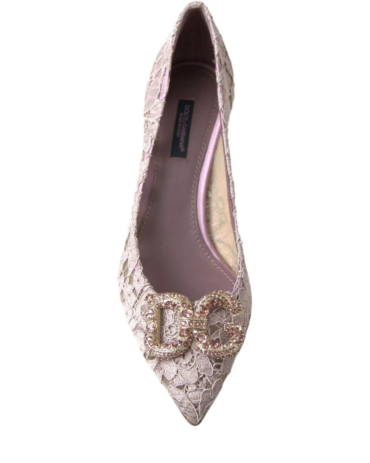 Dolce & Gabbana Pink Lace Floral Dg Crystal Pumps Shoes Heels