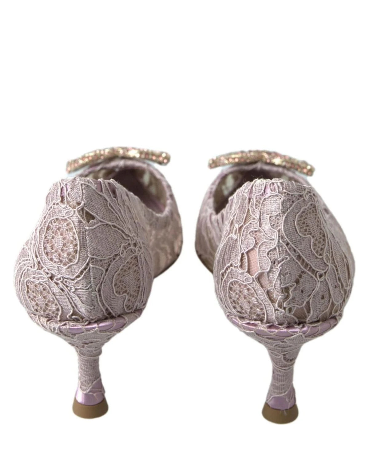 Dolce & Gabbana Pink Lace Floral Dg Crystal Pumps Shoes Heels