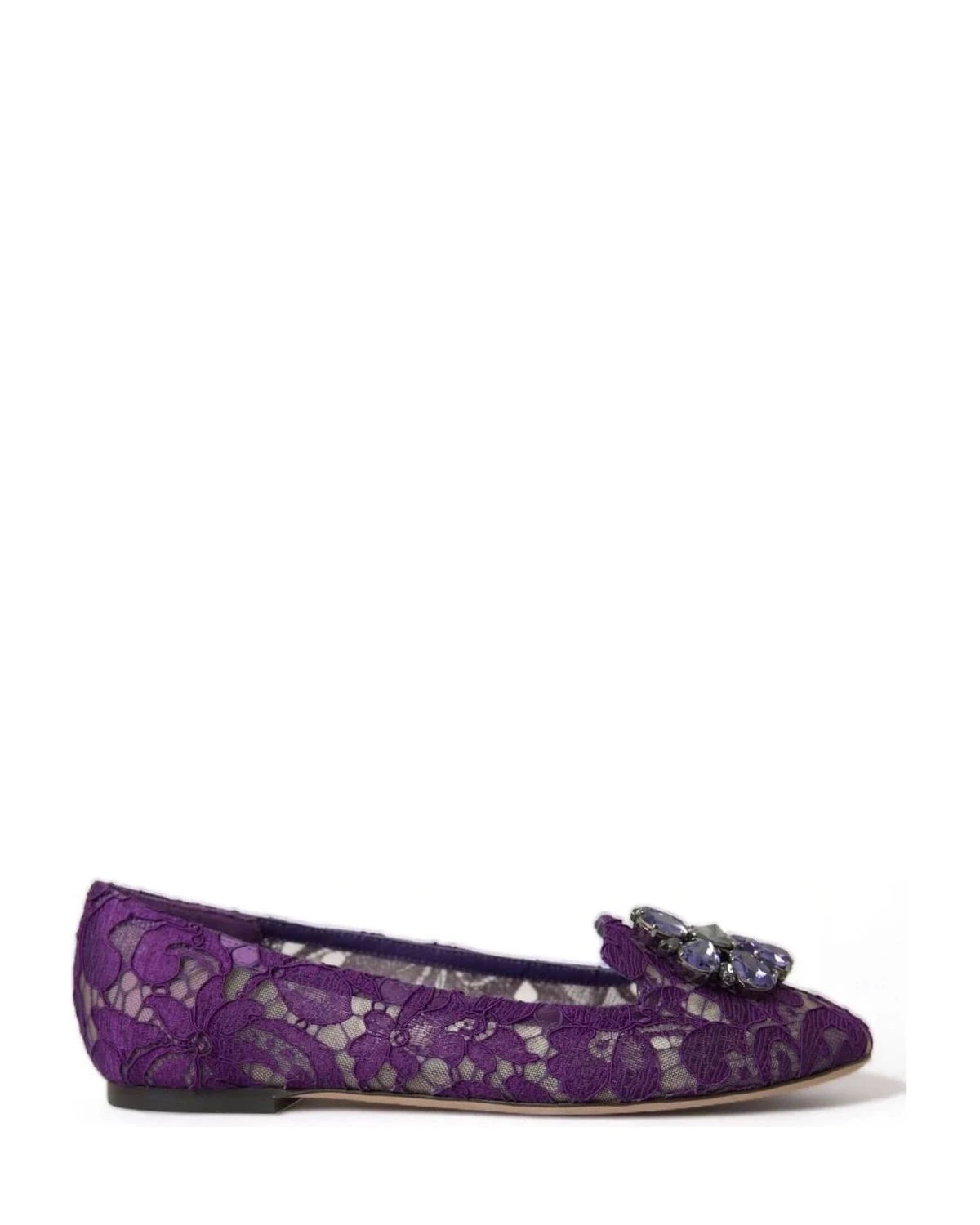 Dolce & Gabbana Purple Lace Vally Taormina Crystals Flats Flats