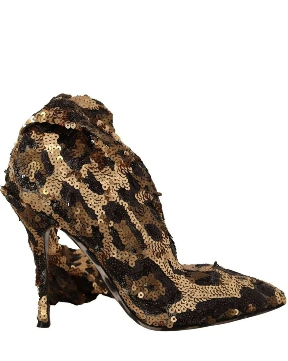 Dolce & Gabbana Gold Leopard Sequins Boots Boots