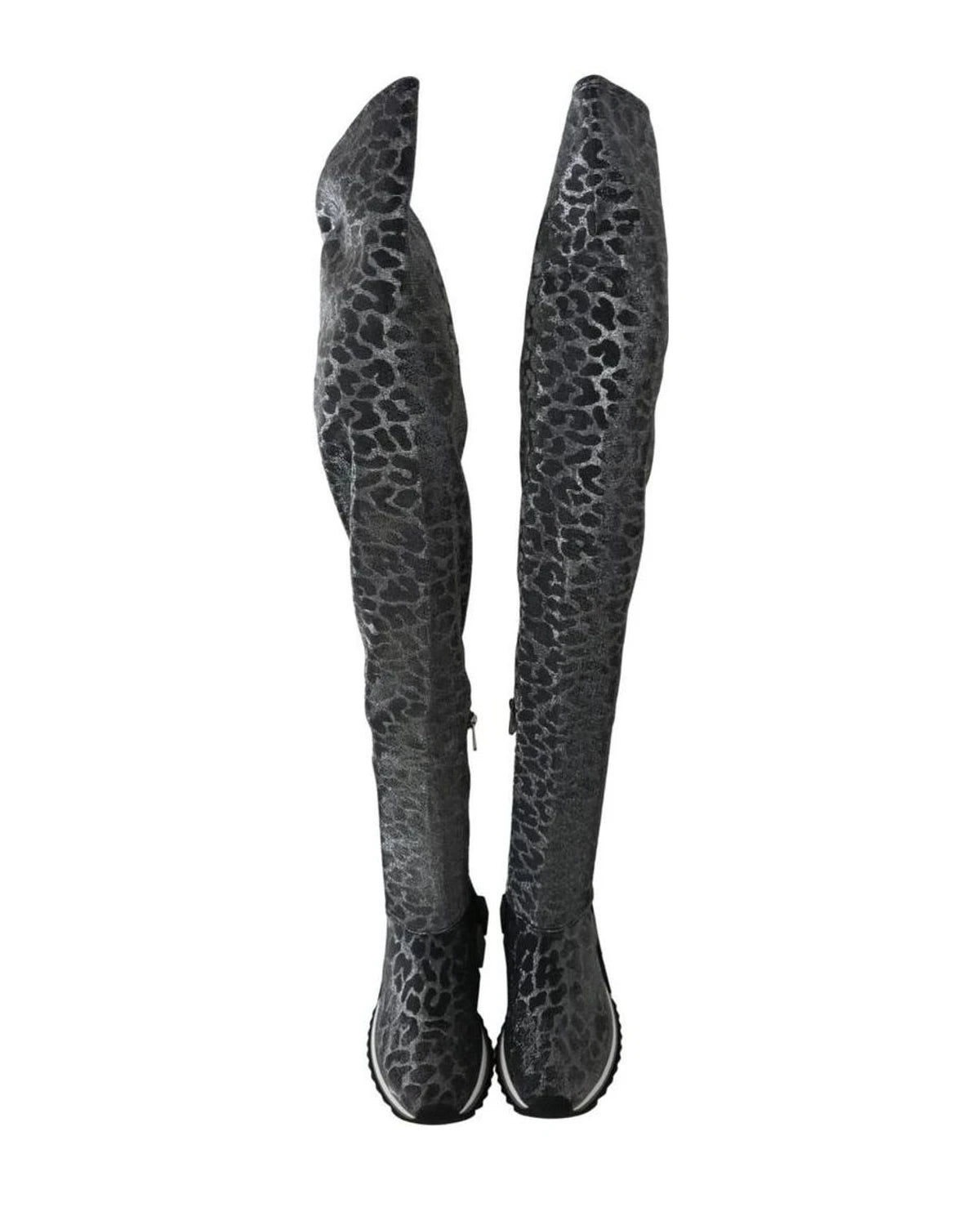 Dolce & Gabbana Gray Leopard High Top Sneakers Booties Shoes Boots