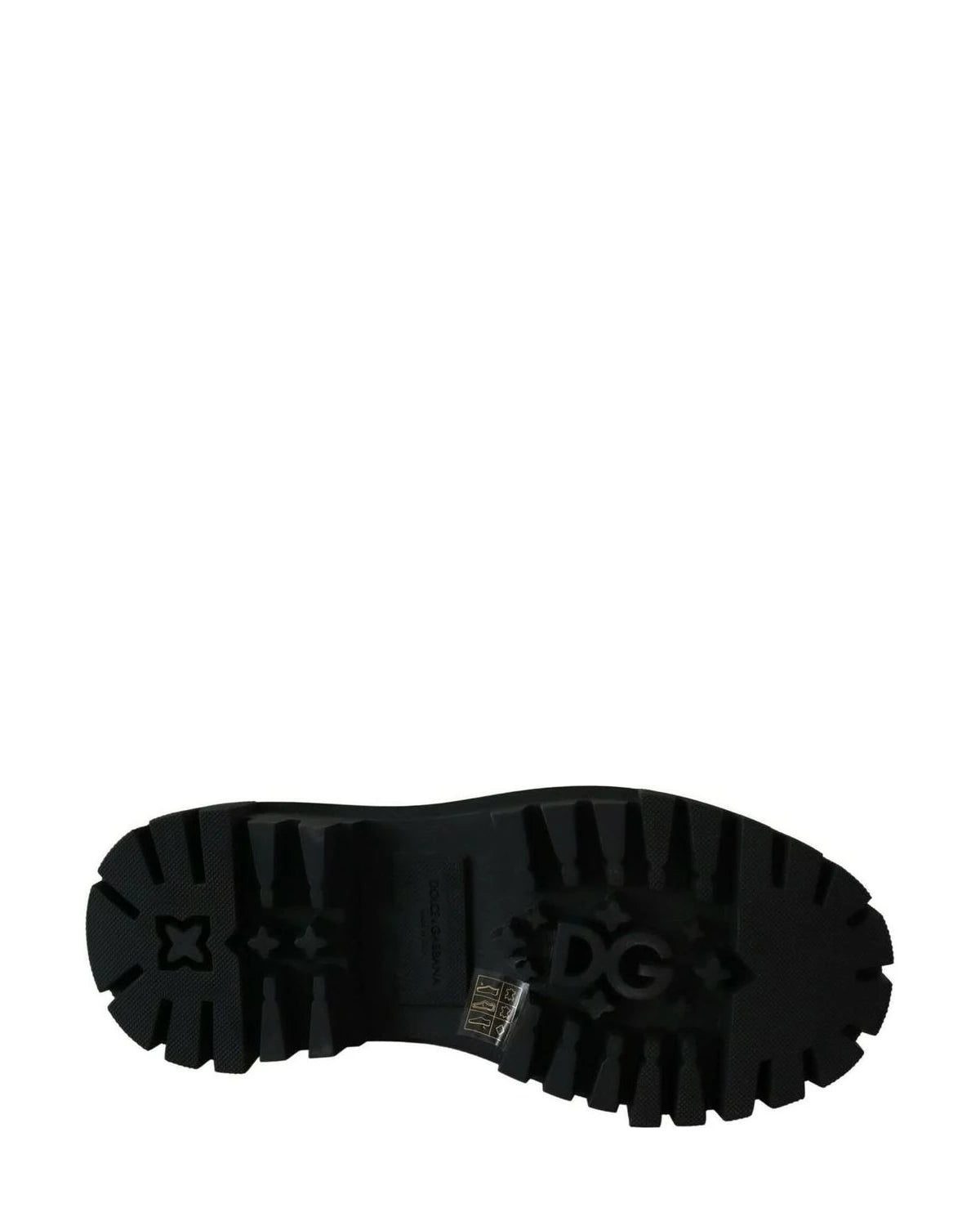Dolce & Gabbana Black Leather Crystal Combat Boots Boots