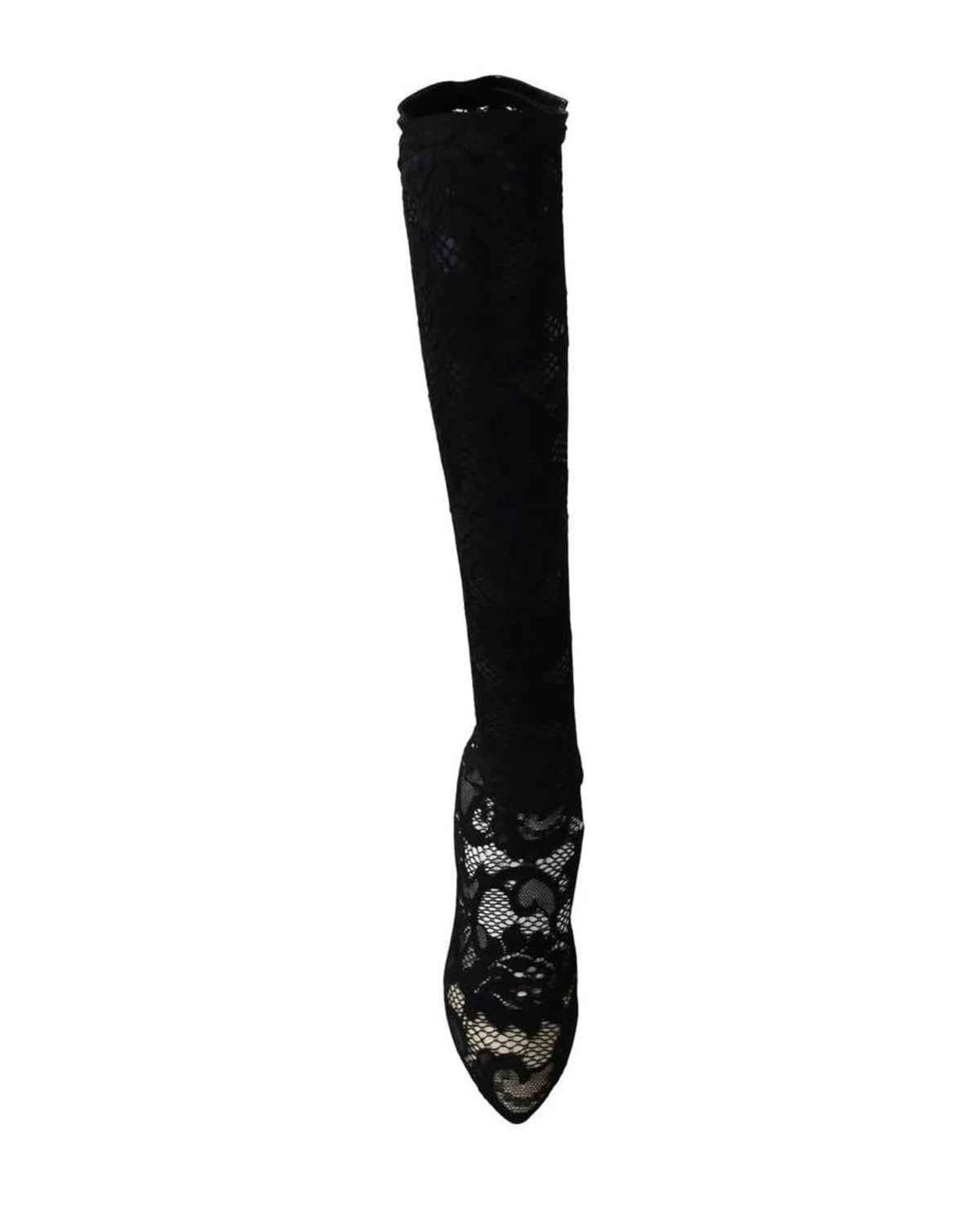 Dolce & Gabbana Black Lace Taormina Socks Boots Pumps Boots