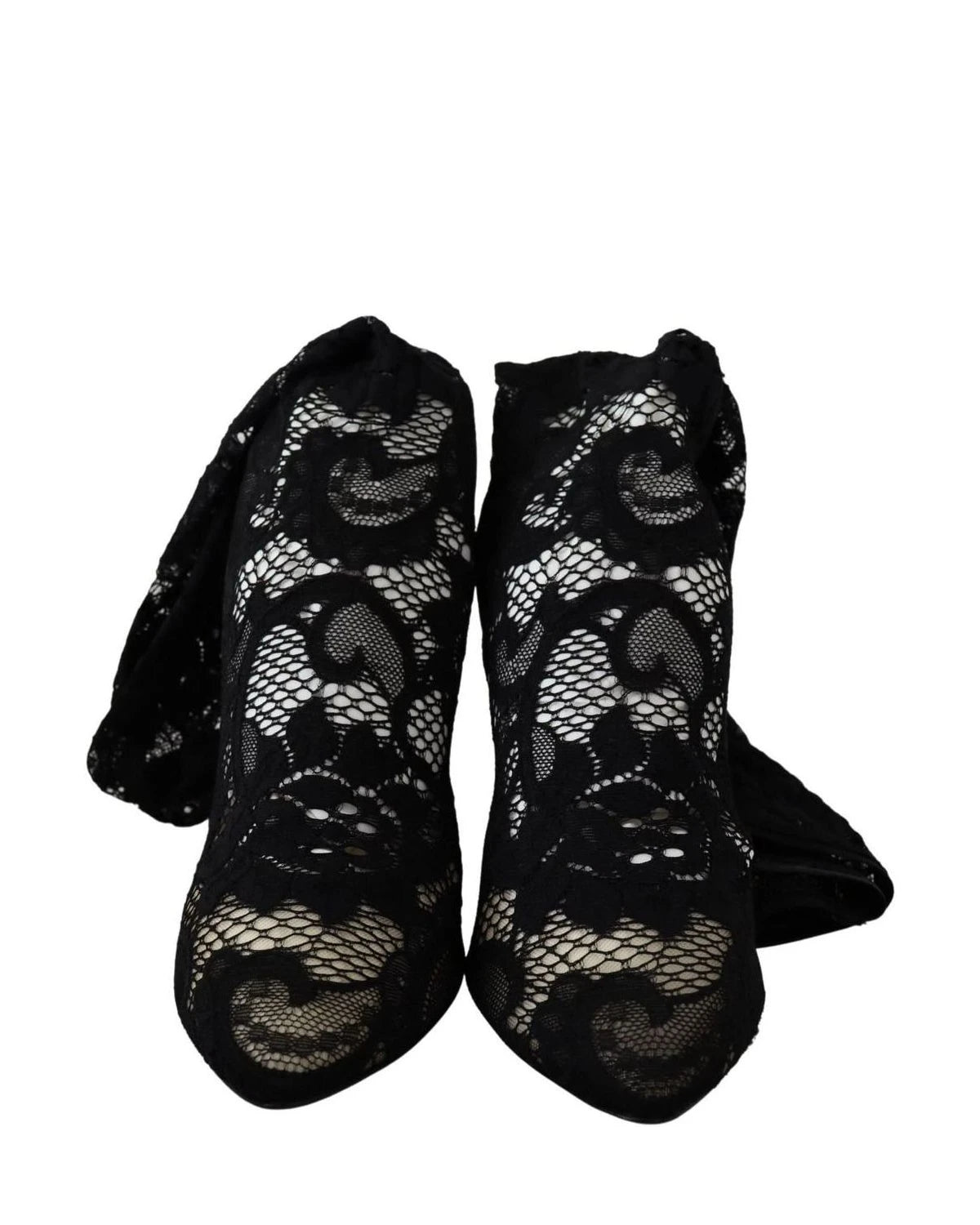 Dolce & Gabbana Black Lace Taormina Socks Boots Pumps Boots