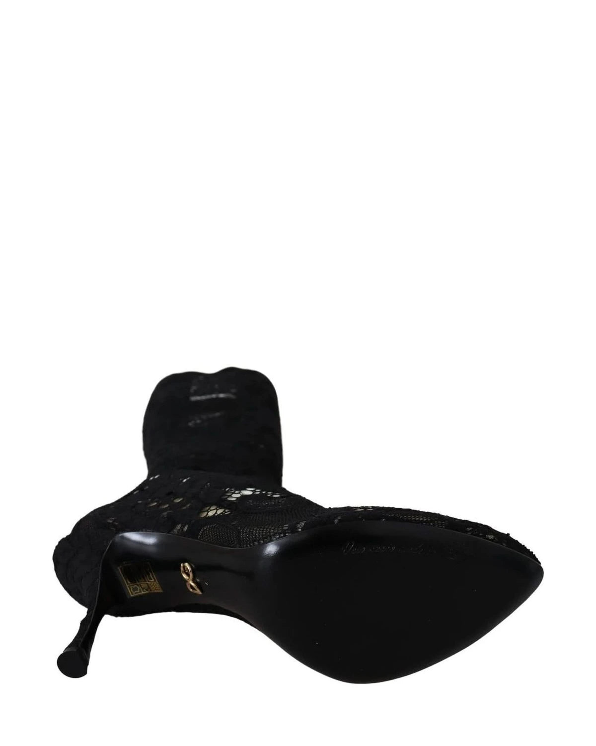 Dolce & Gabbana Black Lace Taormina Socks Boots Pumps Boots