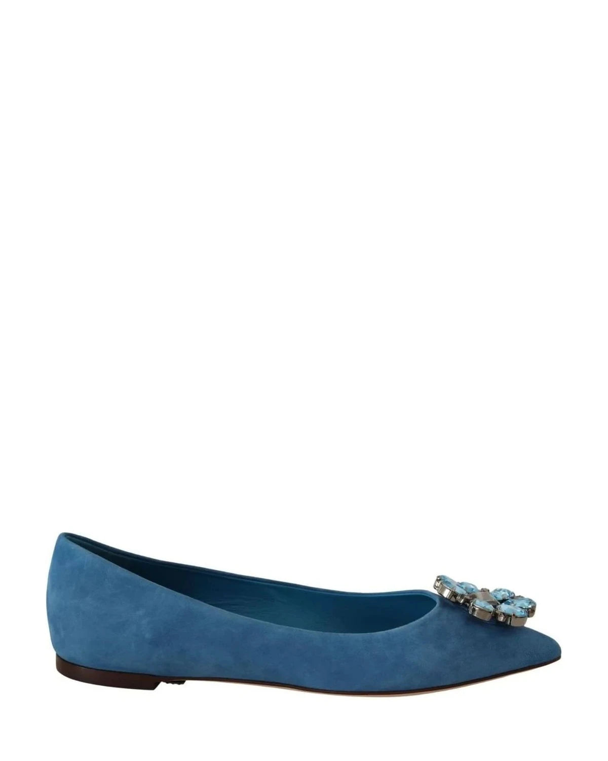 Dolce & Gabbana Blue Suede Crystals Loafers Flats Shoes Flats