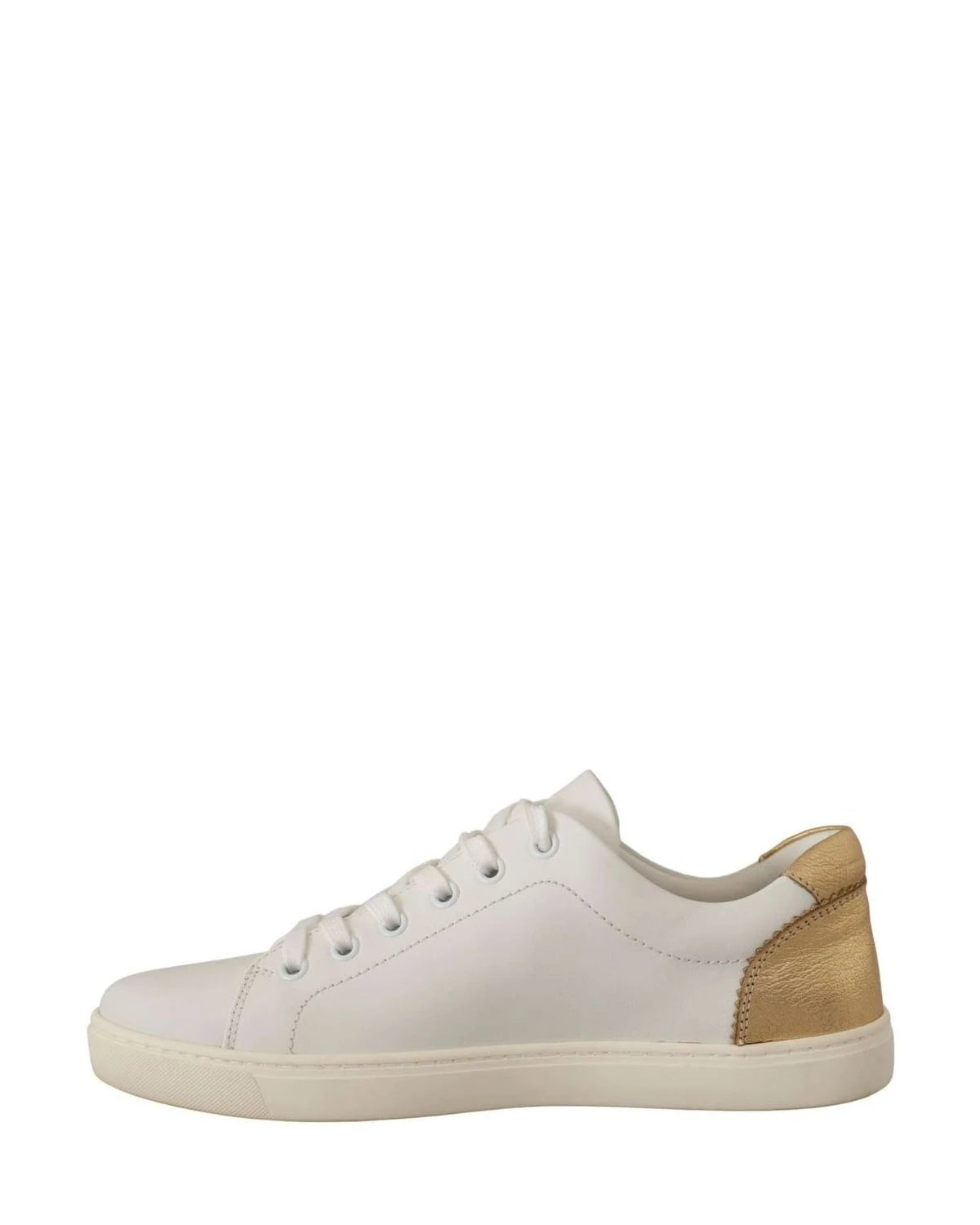 Dolce & Gabbana White Leather Gold Low Top Sneakers Sneakers
