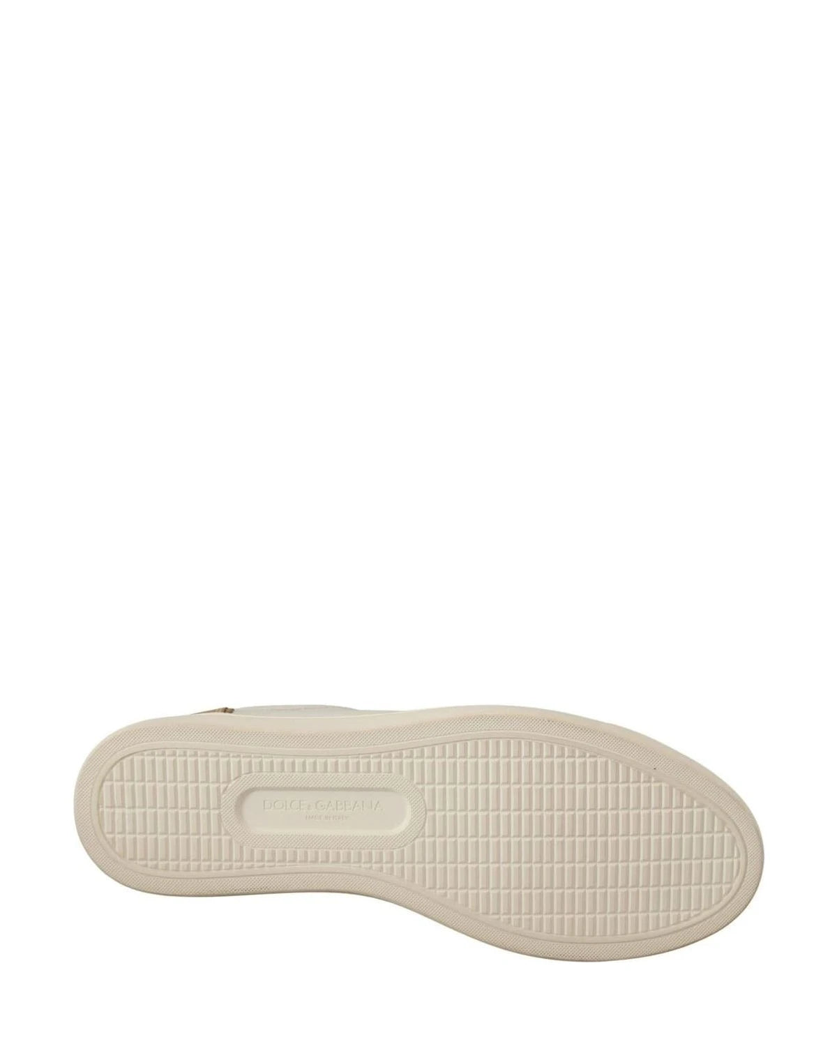 Dolce & Gabbana White Leather Gold Low Top Sneakers Sneakers