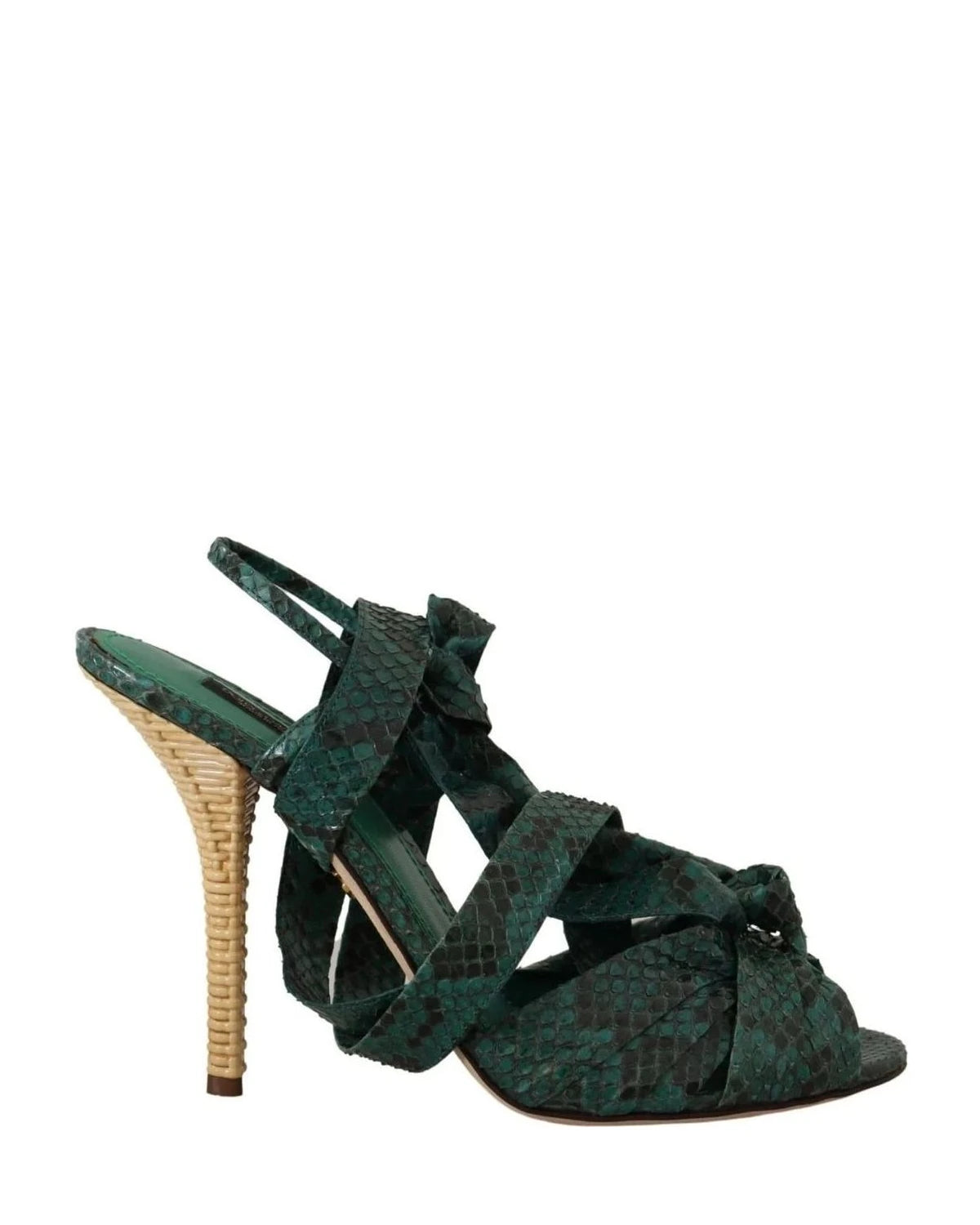 Dolce & Gabbana Green Python Strap Sandals Heels Shoes Heels