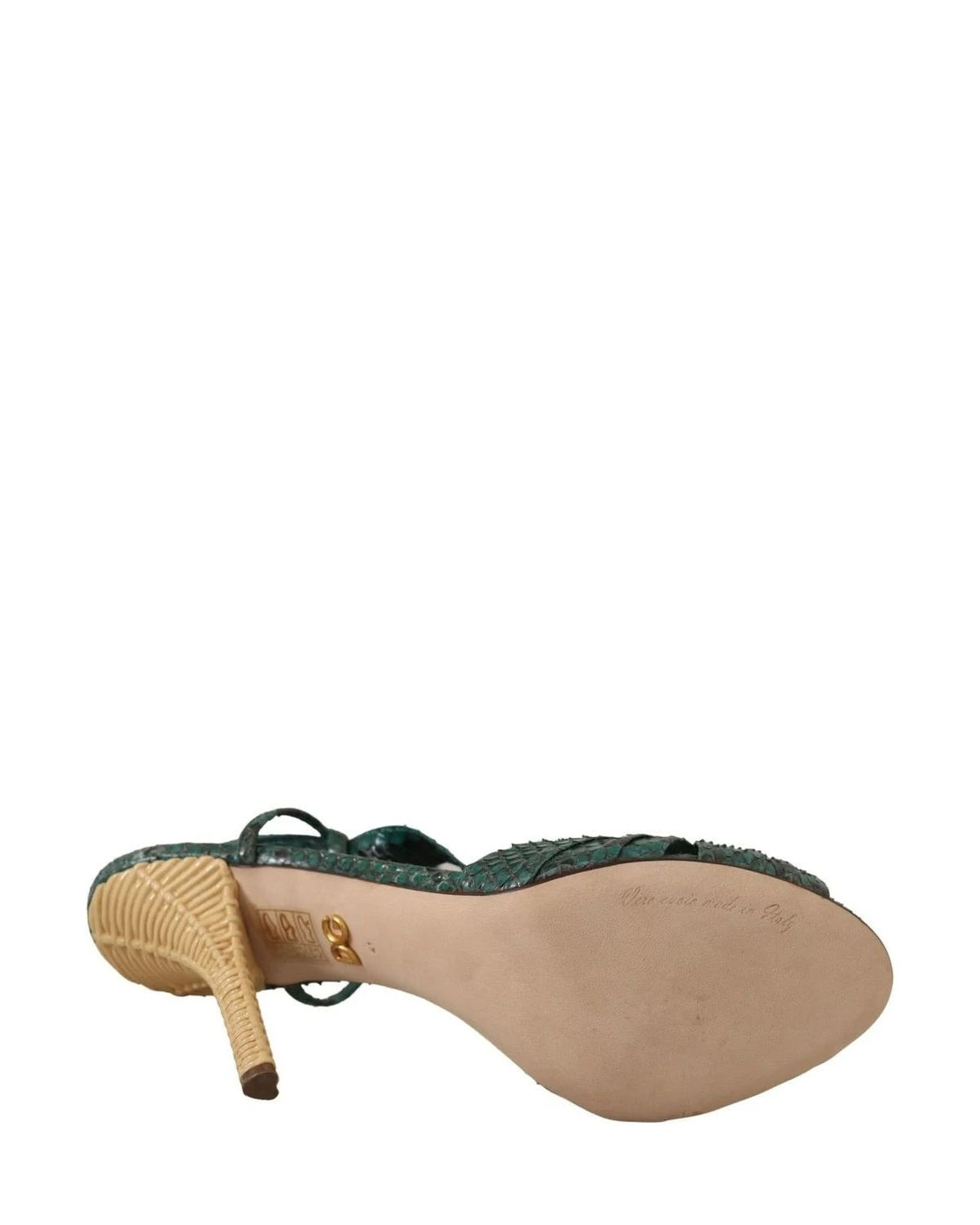 Dolce & Gabbana Green Python Strap Sandals Heels Shoes Heels