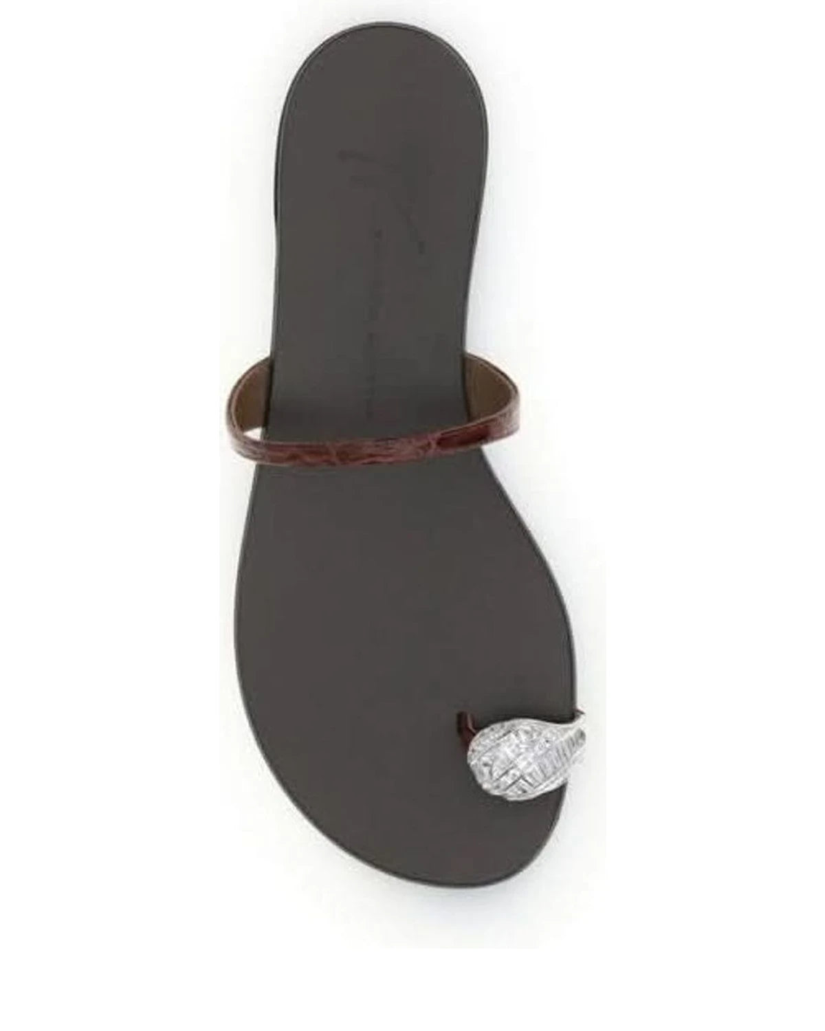 Giuseppe Zanotti Brown Calf Leather Bos Taurus Flat Sandals Flats