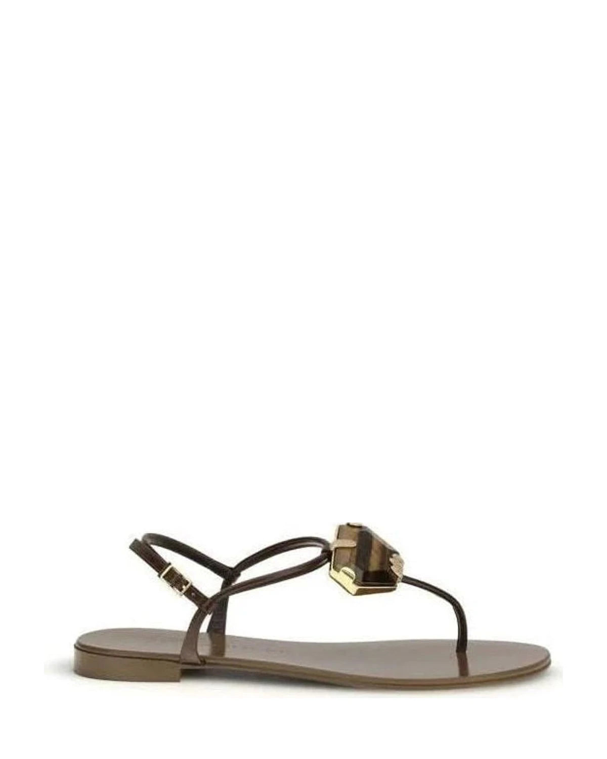 Giuseppe Zanotti Brown Stainless Steel Flat Sandals Sandals
