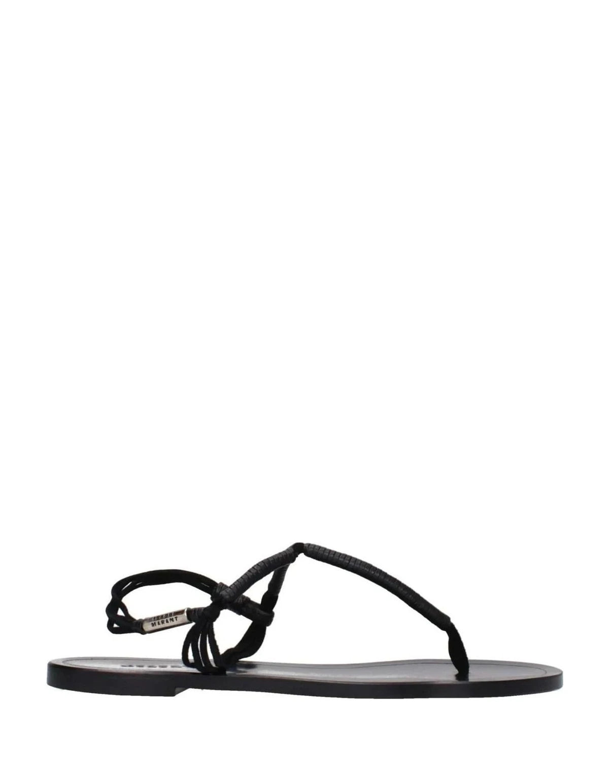 Isabel Marant Black Leather Flip Flop Sandals