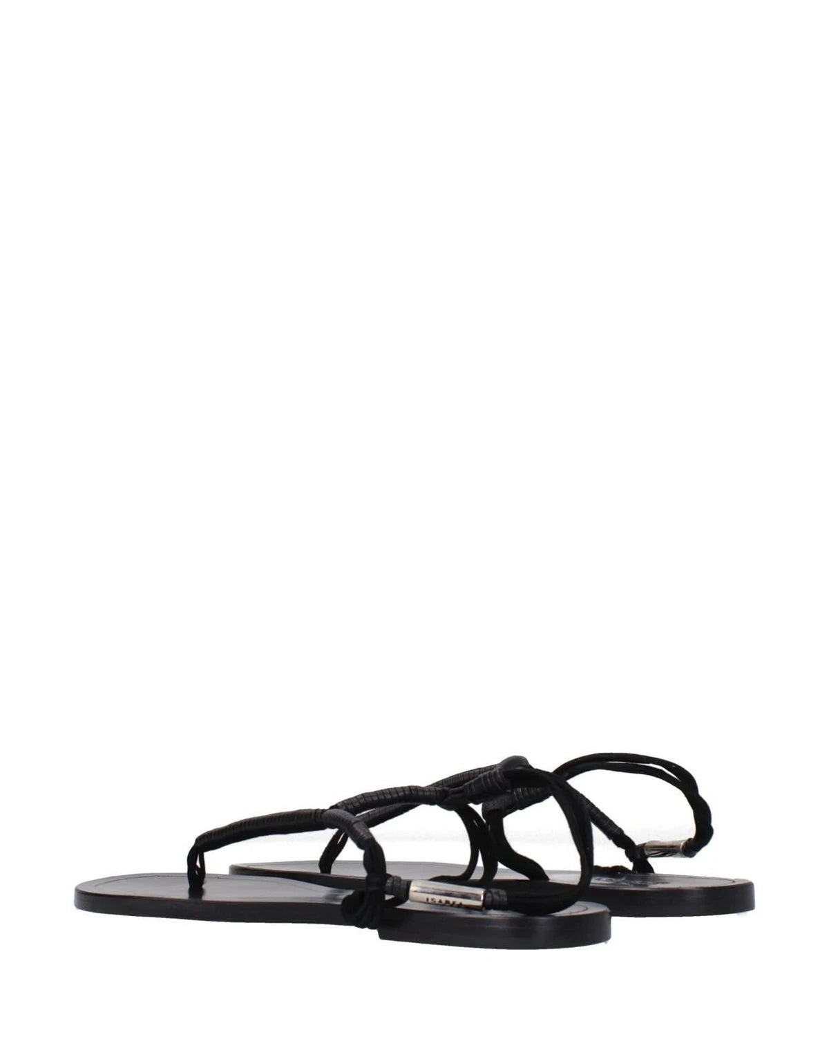 Isabel Marant Black Leather Flip Flop Sandals