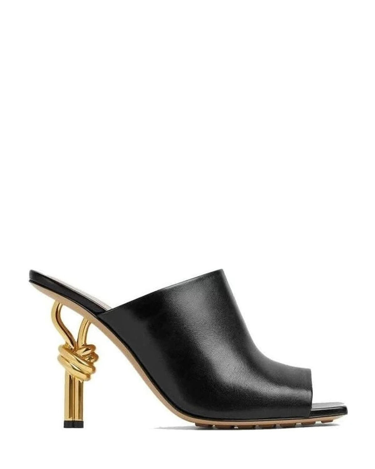 Bottega Veneta Black Leather Lamb Mules