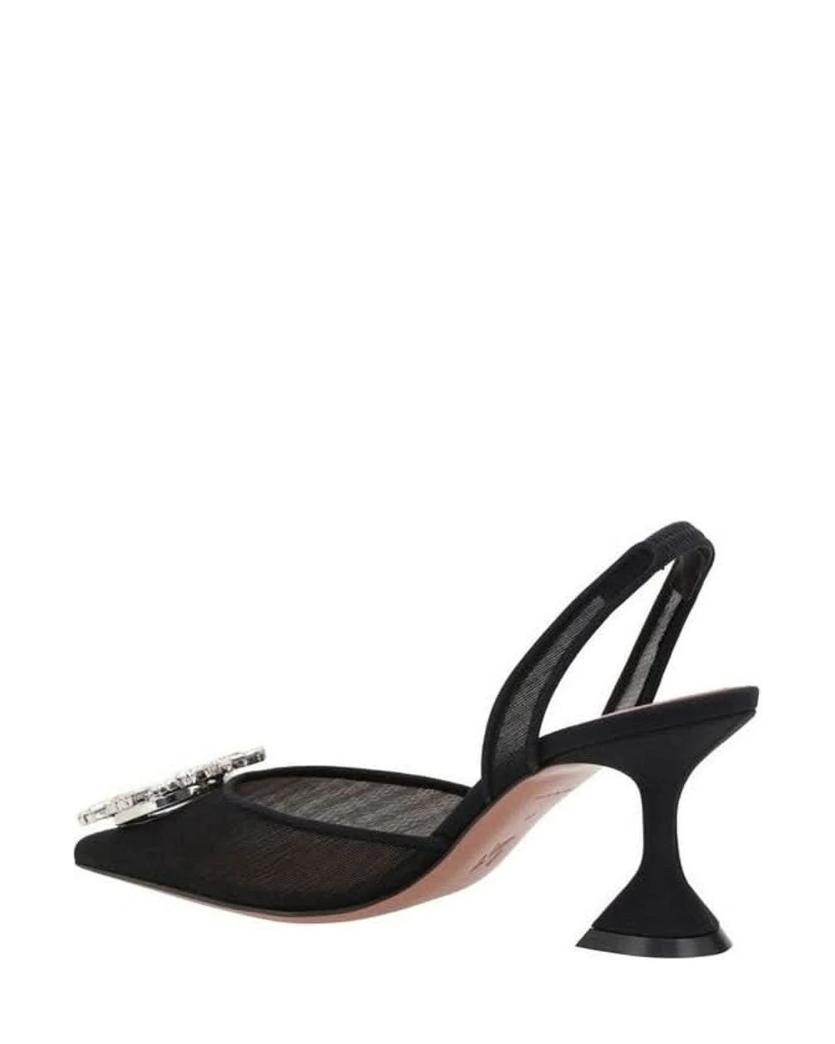 Amina Muaddi Black Nylon High Heel Pumps