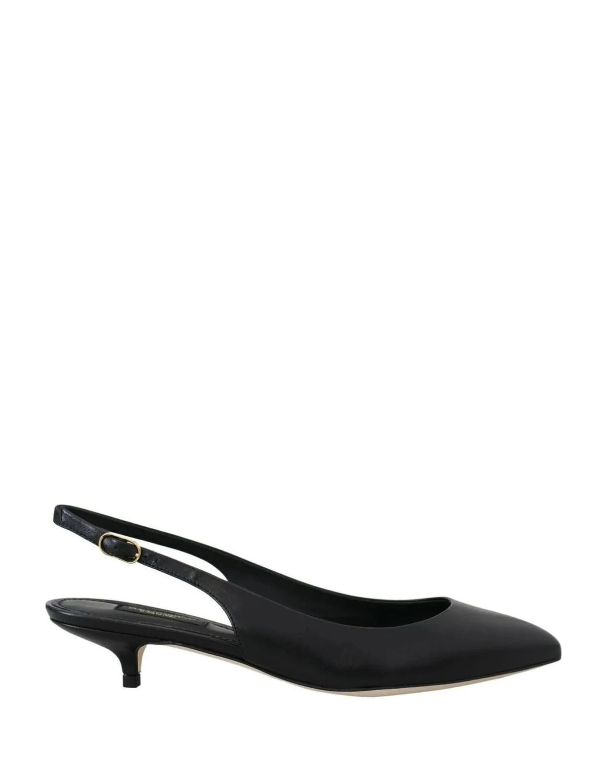 Dolce & Gabbana Black Leather Slingbacks Heels Pumps Shoes