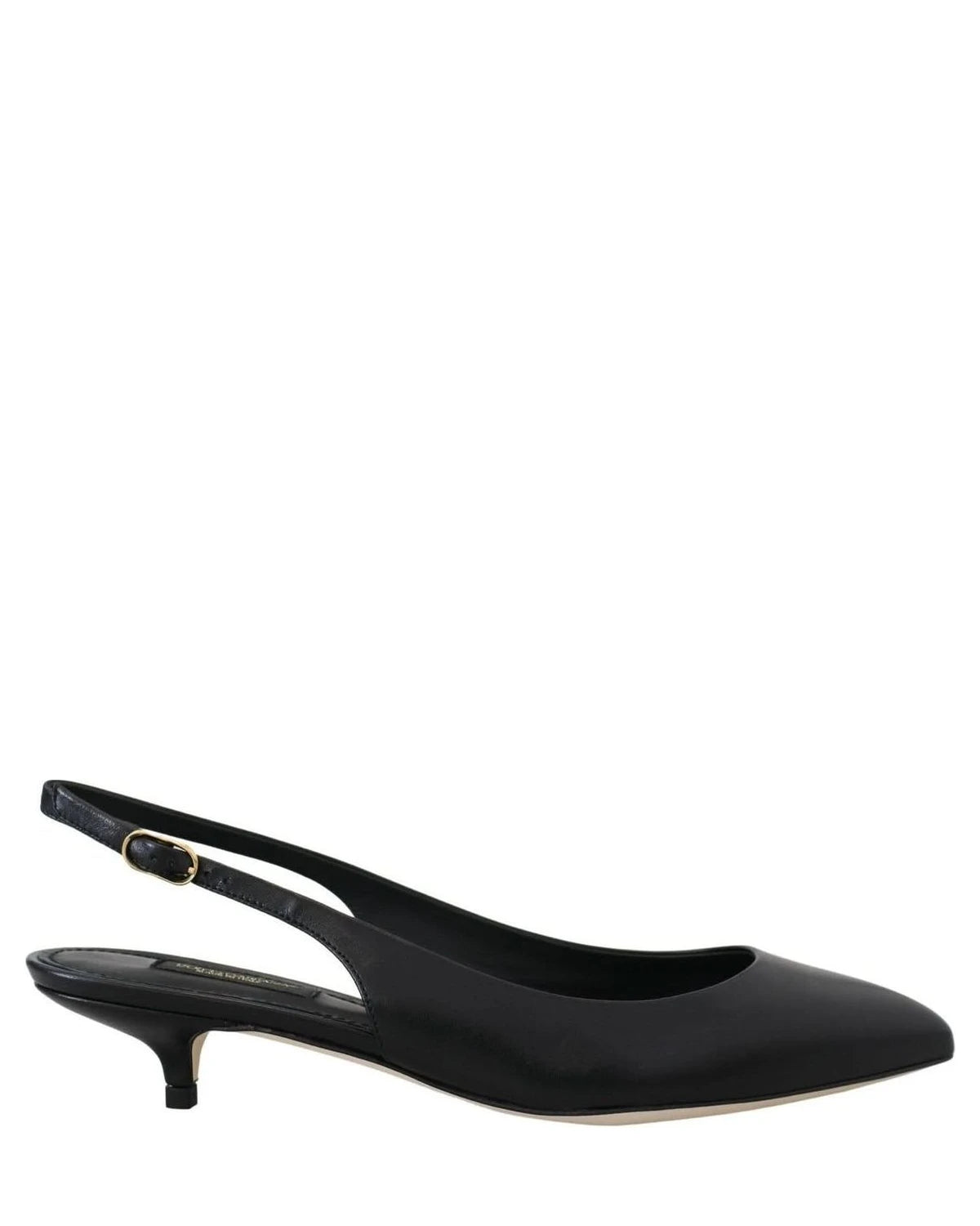 Dolce & Gabbana Black Leather Slingbacks Heels Pumps Shoes