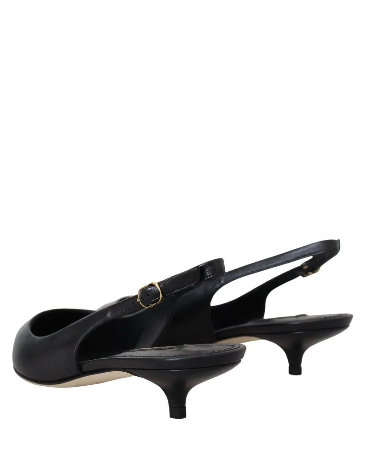 Dolce & Gabbana Black Leather Slingbacks Heels Pumps Shoes