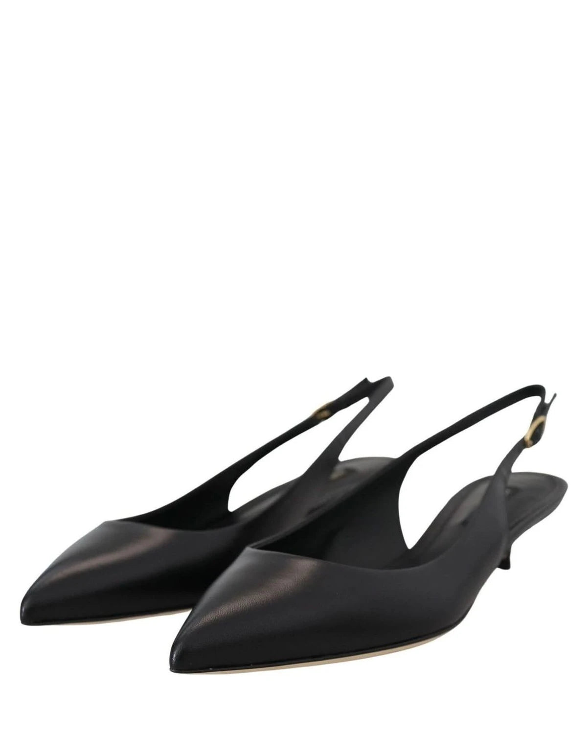Dolce & Gabbana Black Leather Slingbacks Heels Pumps Shoes
