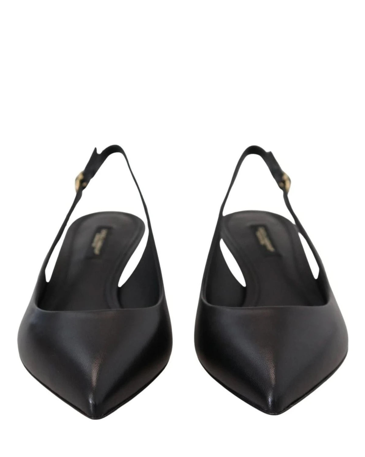Dolce & Gabbana Black Leather Slingbacks Heels Pumps Shoes