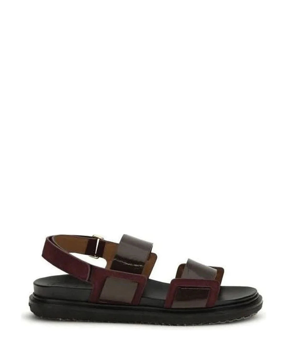 Marni Black Leather Calf Bos Taurus Strap Sandals