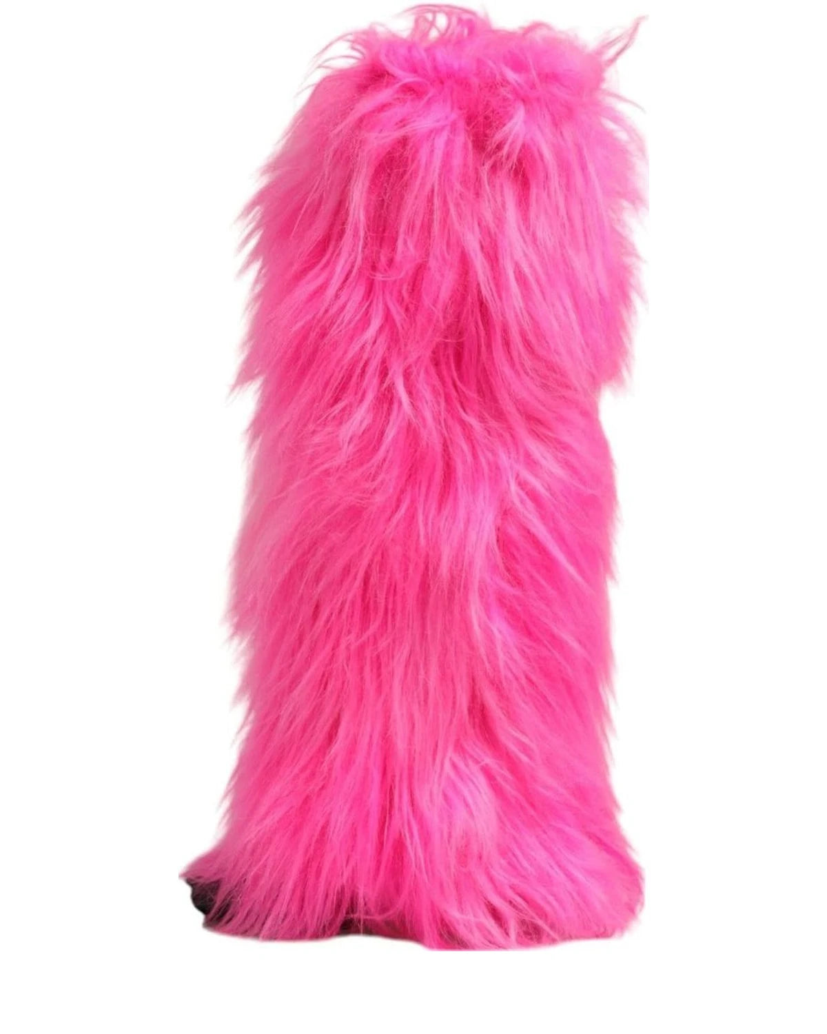 Dolce & Gabbana Pink Leather Faux Fur High Heels Boots Shoes